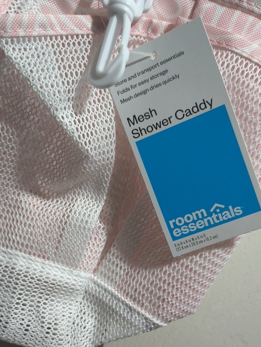 Room Essentials Pink Mesh Tote with Exterior Pockets - Picture 2 of 3